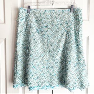 NWT Grace Elements Aqua Blue Tweed Multi Floral Layered Mini Skirt 14P